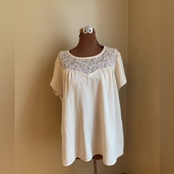 Perch by Blu pepper blouse, lace polka dot top - Picture 1 of 8